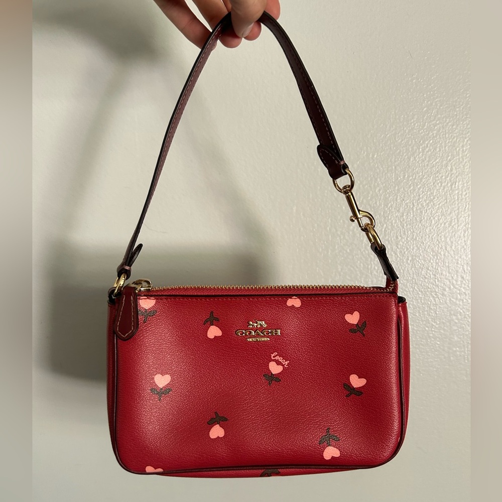 Mini red coach shoulder bag
